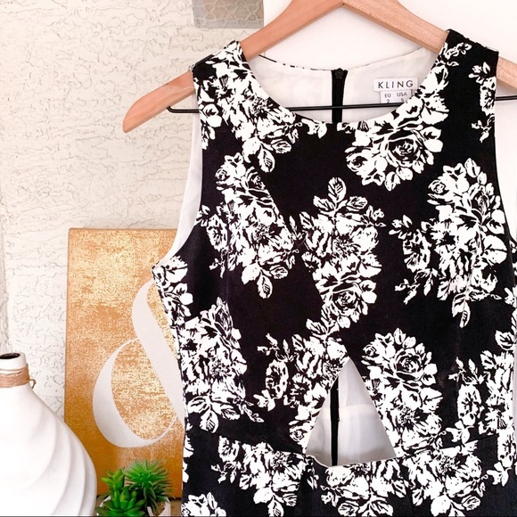 Kling Mini Dress floral print white and black Size 2 - Picture 13 of 15